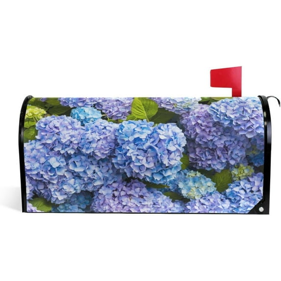 Blue Hydrangea Magnetic Mailbox Cover MailWraps Garden Yard Home Decor for Outside Standard Size-18"x 20.8"