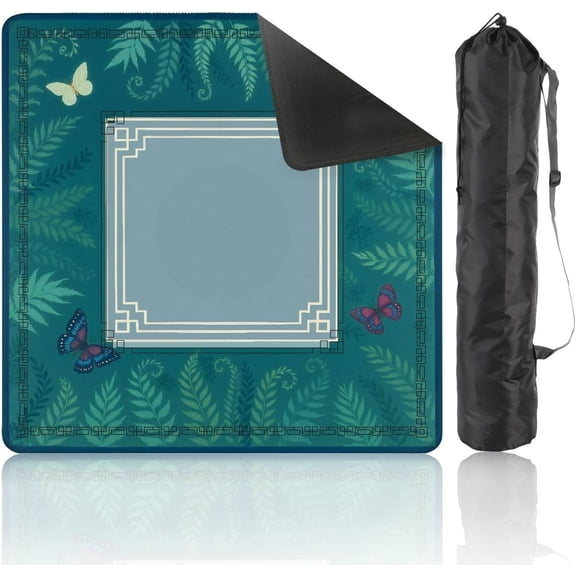 Blue Hydrangea Mahjong Mat, Square Rubber Game Pad for , Floral Board Game 31.5x31.5
