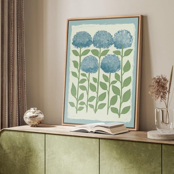 Blue Hydrangea Minimalist Floral Unframed Paper Print