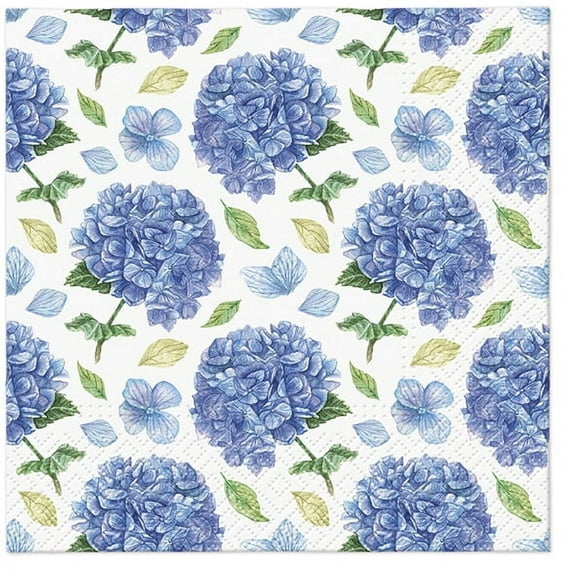 Blue Hydrangea Napkins HYDRANGEA PATTERN 40pcs Lunch Napkins, Mothers Day Napkins, Disposable Napkins Decorative, Wildflower Napkins