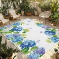 thumbnail image 1 of Blue Hydrangea Outdoor Rug for Patio/Deck/Porch, Non-Slip Large Area Rug 4 x 6 Ft, Farmhouse Butterfly Spring Floral Indoor Outdoor Rugs Washable Area Rugs, Reversible Camping Rug Carpet Runner, 1 of 8