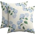 thumbnail image 1 of Blue Hydrangea Pillow Covers Set of 2 16x16 Inch Floral Outdoor Decorative Throw Pillowcases for Rustic Spring Summer Home Couch Decor Enhance Your Living Room's Charm, 1 of 6