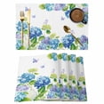 thumbnail image 1 of Blue Hydrangea Placemats Set of 4, Farmhouse Butterfly Spring Floral Placemats for Dining Table, Place Mats for Kitchen Tabletop, Waterproof Wipeable Dining Table Mats Set, 1 of 9