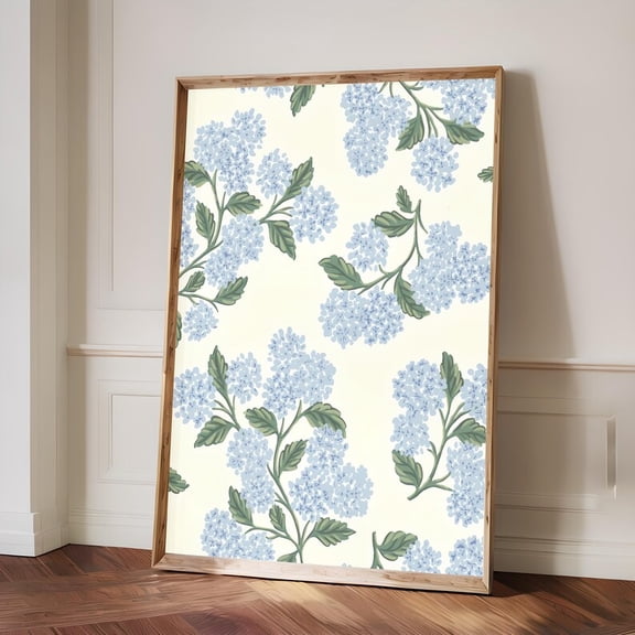 Blue Hydrangea Print: Elegant Floral Wall Art 8x12 UNFRAMED