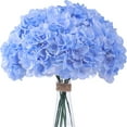 TITOUMI Blue Hydrangea Silk Flowers Heads Pack of 10 Full Hydrangea