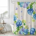 thumbnail image 1 of Blue Hydrangea Small Stall Shower Curtain, Waterproof Shower Curtains for Bathroom, Linen Texture Butterfly Spring Floral Washable Fabric Bath Curtain for Bathtub Decoration with Hooks 36x72 Inches, 1 of 9