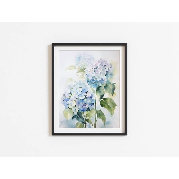 Blue Hydrangea Spring Floral Wall Art, Unframed Paper Print Size 8x12