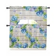 thumbnail image 1 of Blue Hydrangea Swag Curtains for Living Room/Bedroom Windows, Rustic Wooden Butterfly Spring Floral Kitchen Curtains and Valances Set 36 Inch Length, Light Filtering Swags Valance Curtain Panels, 1 of 5