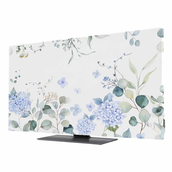 Blue Hydrangea TV Dust Cover 32 Inch, Country Eucalyptus Leaf Floral ...