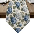 thumbnail image 1 of Blue Hydrangea Table Runner Linen Burlap Table Runner 72 Inches Long Retro Botanical Floral Farmhouse Dresser Scarves for Kitchen Island Coffee Dining Room Party Wedding Holiday Decoration 13"x72", 1 of 8