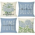 thumbnail image 1 of Blue Hydrangea Throw Pillow Covers 18x18 Inch Bless This Home Sweet Home Flower Welcome Spring Summer Decor Set of 4 Farmhouse Decorative Throw Pillows Cases Outdoor Decorations, 1 of 6