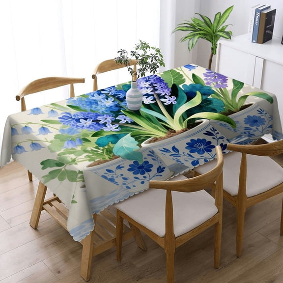 Blue Hydrangea Wildflower Rectangular Tablecloth, Kitchen Accessories -  Holiday-Themed Design Tablecloths for dining table, Cafe, dinner, picnic