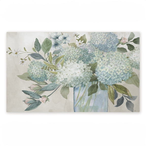 Blue Hydrangeas Galore Printed Outdoor Door Mat, design by Nan, 18"x30"