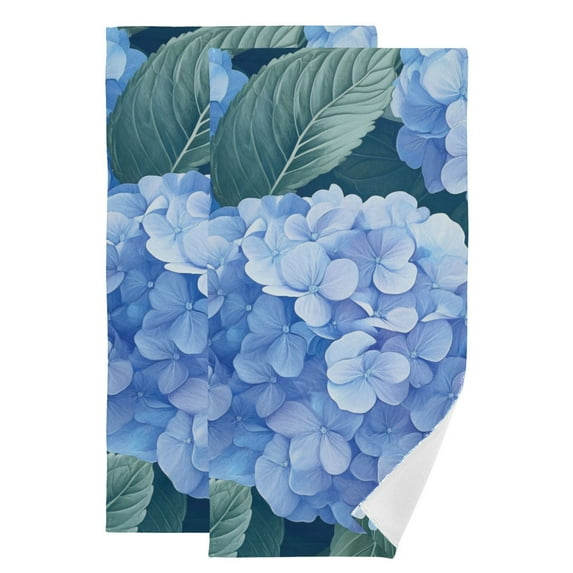 Blue Hydrangeas Hand Towel Absorbent Bath Towels for Bathroom Sports Gym 28" x 14" Set of 2