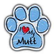Blue I Love My Mutt Scribble Paw Magnet