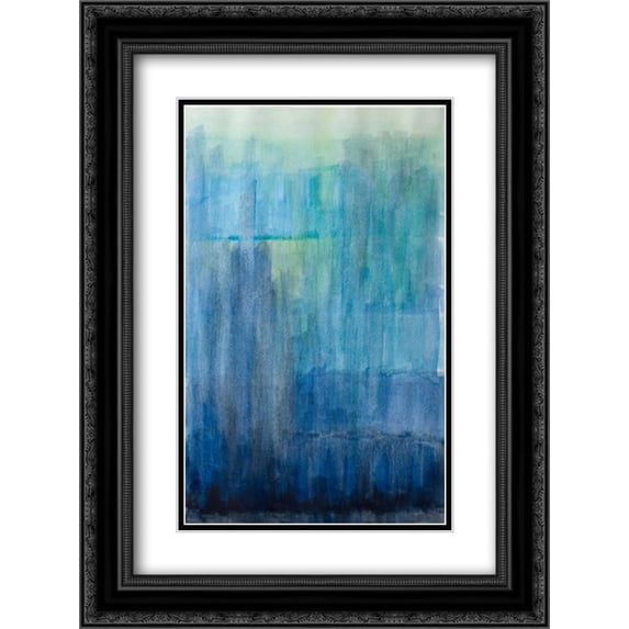 Blue Ice 2x Matted 18x24 Black Ornate Framed Art Print by Pinto, Patricia
