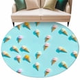 thumbnail image 1 of Blue Ice Cream Large Area Rugs for Bedroom Living Room, Soft Non Slip Carpet Bedside Rug, Summer Colorful Ice Cream Round Floor Cover Kitchen Accent Rug 8' for Dining Room/Office, 1 of 9