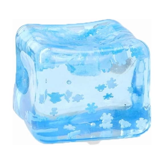 Blue Ice Cube Squishy Toys, Food Squeeze Fidget Party Favors, Fun Gag Gift & Desk Accessory, Age 3+