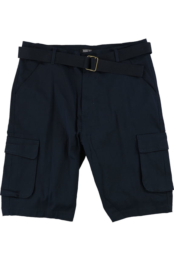 RUGGED TRAIL New York Mens Belted Casual Cargo Shorts, Blue, 36
