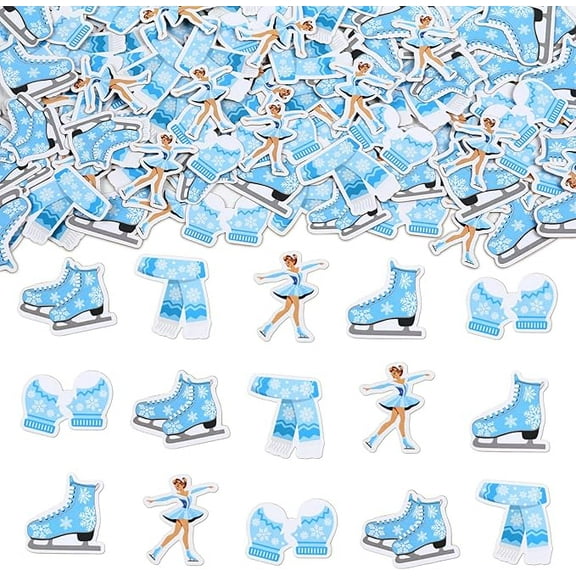 Blue Ice Skating Party Confetti Winter Snowflakes Table Decors Skating Table Scatters for Winter Wonderland Snowflake Party Decorations