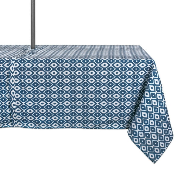 Blue Ikat Outdoor Tablecloth With Zipper 60x120