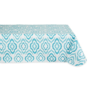 Blue Ikat Vinyl Tablecloth 60x84