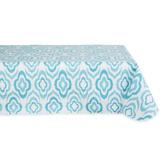 Blue Ikat Vinyl Tablecloth 60x84