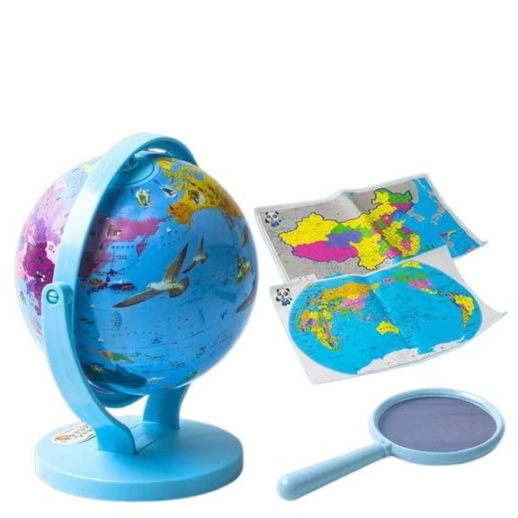 Blue Illuminated Plastic Earth Globe For Kids Rotating Model For Geography Education And Home Decoration