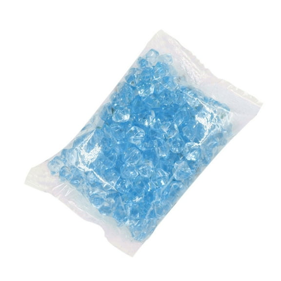Blue Imitation Ice Cubes 200Pcs - 1Cm Acrylic Irregular Shape Fake Ice Rocks for Vase Filler, Diy Craft, Wedding Decor, Party Centerpieces - Reusable Decorative Gems, Non-Melting & Odorless