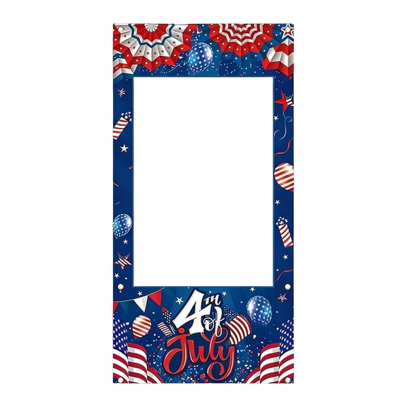 Blue Independence Day Party Photo Booth Backdrop Prop With Cut Out Hole For Face Star Stripe Banner Background Decor Blue 70.8X35.4Inch