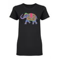 thumbnail image 1 of Blue Indian Elephant Design Shaped T-Shirt Women -Image by Shutterstock, Female x-Large, 1 of 2