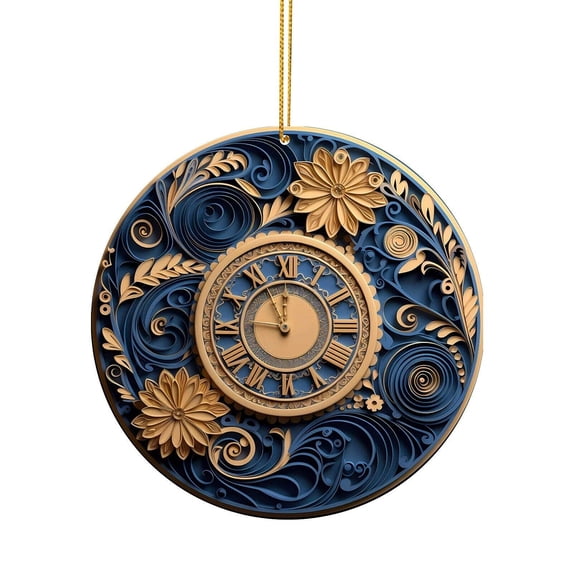 Blue Indigo Christmas Tree Hanging Ornament Navy Blue Christmas Tree Snowman Angel Patterns Acrylic Ornaments Hanging Pendant for Xmas Tree Chinoiserie Christmas Decor Keepsake