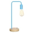 thumbnail image 1 of Blue Industrial Table Lamp, Wooden Base with Metal Frame and Rotary Switch, 1 of 5