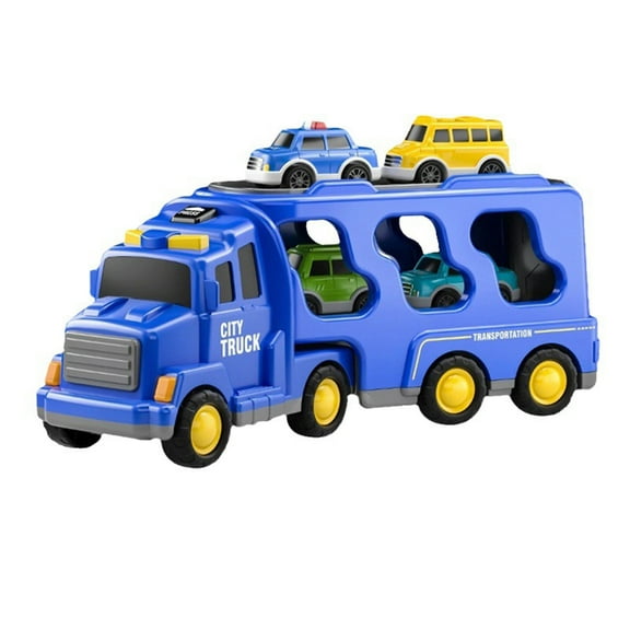 Blue Inertia Transport Vehicle With Lights Music Engineering Container Truck Toy For Kids 34Cm