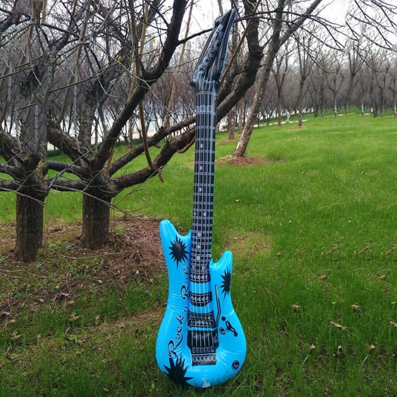 Blue Inflatable Guitar Toy - Easy Inflation & Deflation, Lightweight Portable For Travel, Easy Storage When Deflated, Durable Non-Toxic Bpa-Free Material, Safe For ' Little