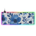 thumbnail image 1 of Blue Ink Flower RGB Gaming Mouse Pad Large Keyboard Mat Rubber Base 13 Light Modes, 1 of 6