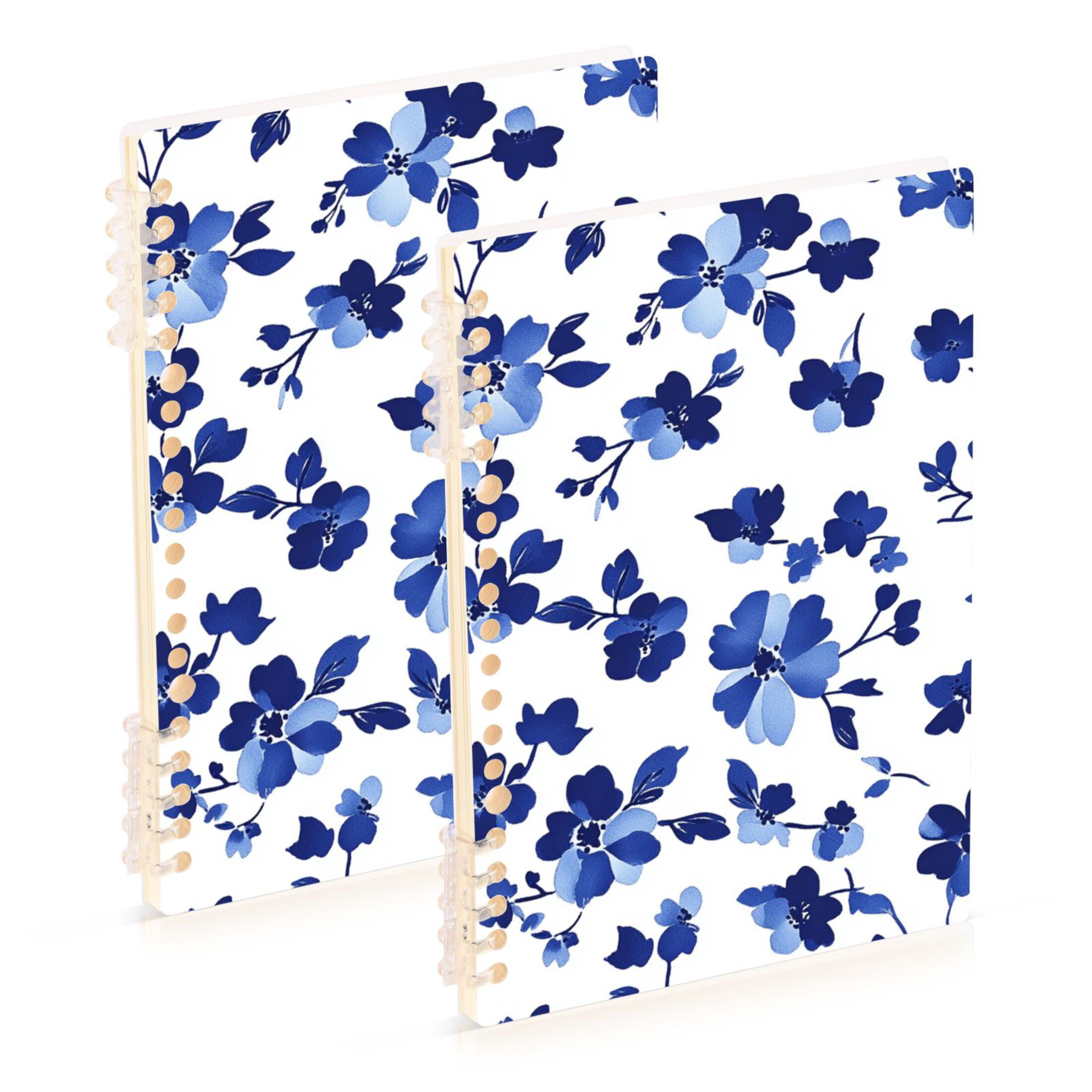Blue Ink Flower on A White Background Lined Spiral Journal Notebook 60 ...