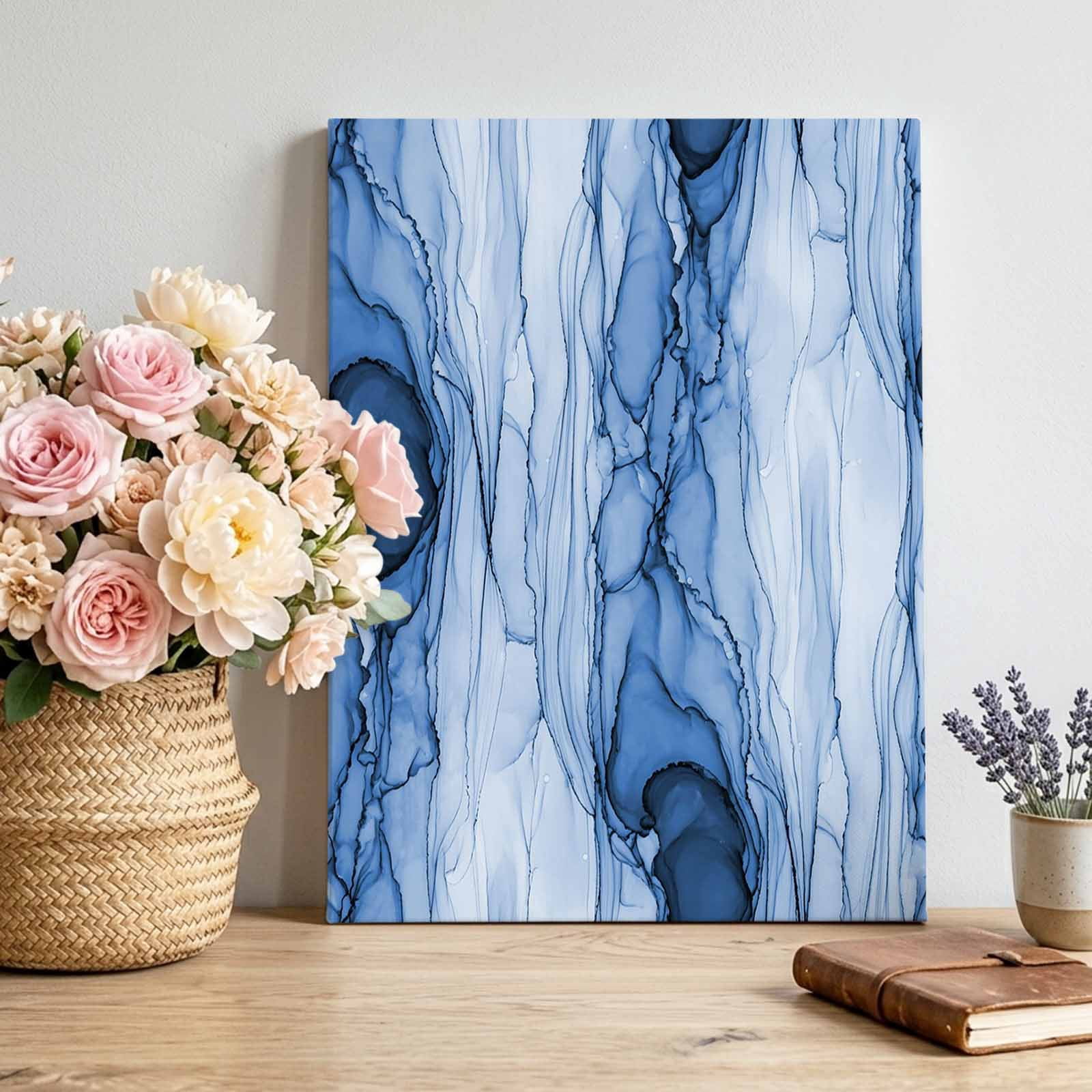 Blue Ink Marble Canvas Wall Art For Living Room Coastal Nautical Water blue-ink-marble-canvas-wall-art-for-living-room-coastal-nautical-water