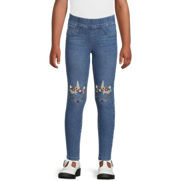 Blue Ink Pull-On Jean With Embroidery, Sizes 4-6X