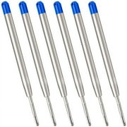 Blue Ink Refills (6pcs), Replaceable Ballpoint Pen Refills, 1mm Medium Tip
