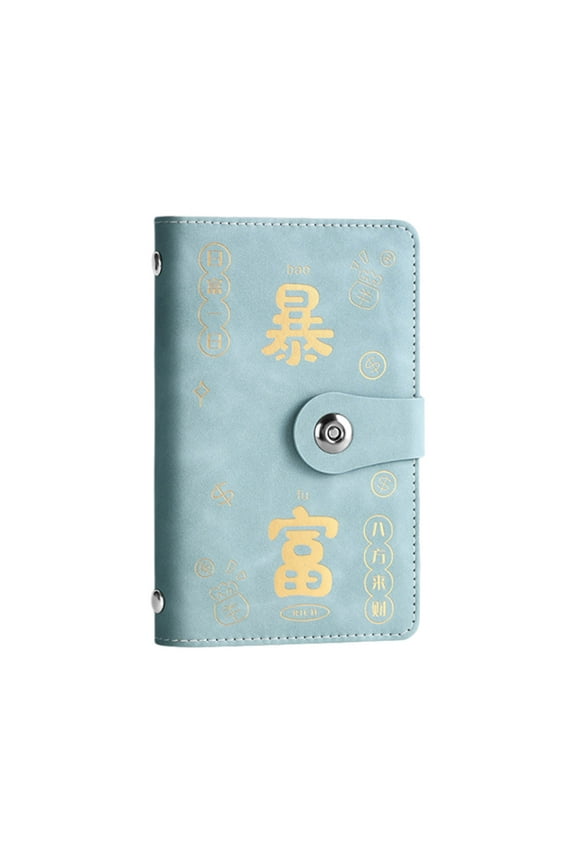 Blue Instant Wealth Savings Book Cash Money Storage Binder Magnetic Snap Wallet Large Capacity For Bills 7.1X4.3 Inches Ink Blue