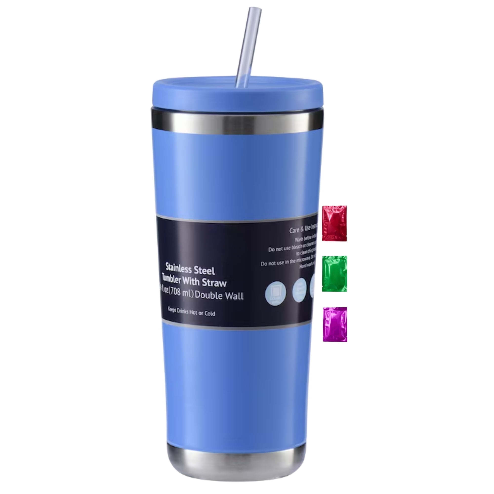 24oz Insulated Stainless Steel Tumbler With Lid & Straw - Keeps Drinks Hot/Cold, Leak-Proof (Gradation Purple)