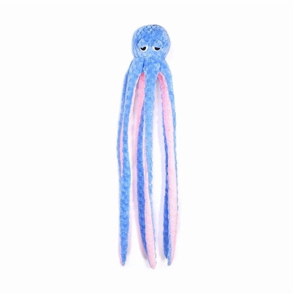 Blue Interactive Squeaky Dog Toy 40 Inch Long For Aggressive Chewers Plush Octopus Chew Toy For Large Dogs Play