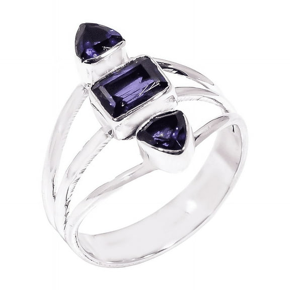 Blue Iolite Gemsotne 925 Sterling Silver Statement Ring Jewelry Gift for Her