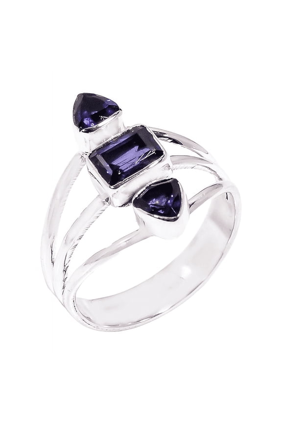 Blue Iolite Gemsotne 925 Sterling Silver Statement Ring Jewelry Gift for Her