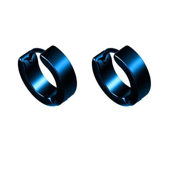 Blue Iridescent Huggie Hoop Earrings Matching Pair Hinged 4x8.5x2.3mm P557