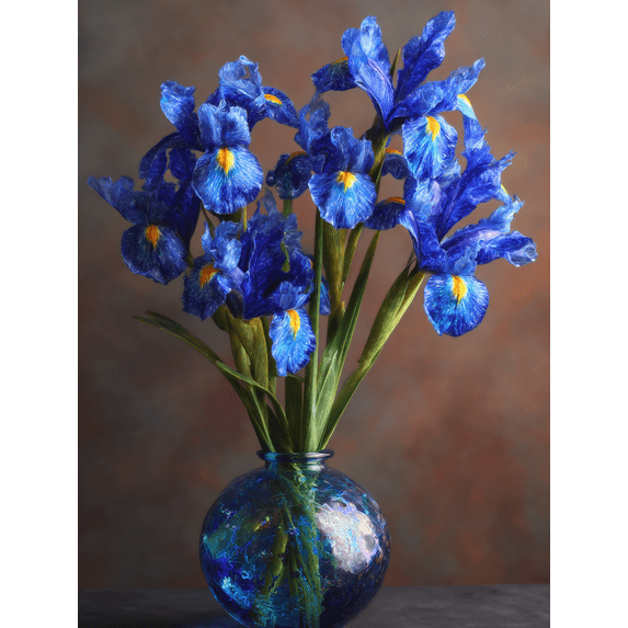 Blue Iris Floral Canvas Print Wall Art for Living Room Bedroom Dining Room Hallway Kitchen Decor