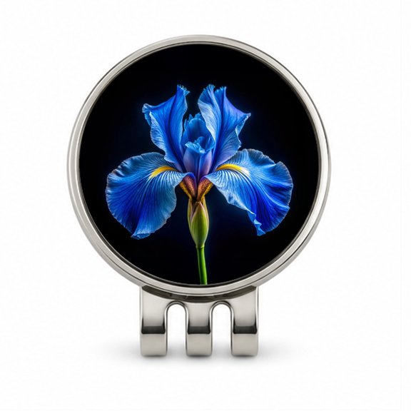 Blue Iris Flower Photo Golf Hat Clip with Removable Magnetic Ball Marker