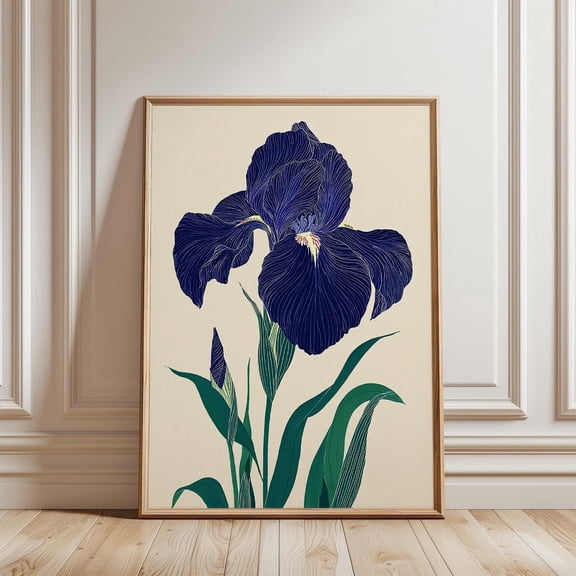 Blue Iris Japanese Floral Poster Unframed Paper Print