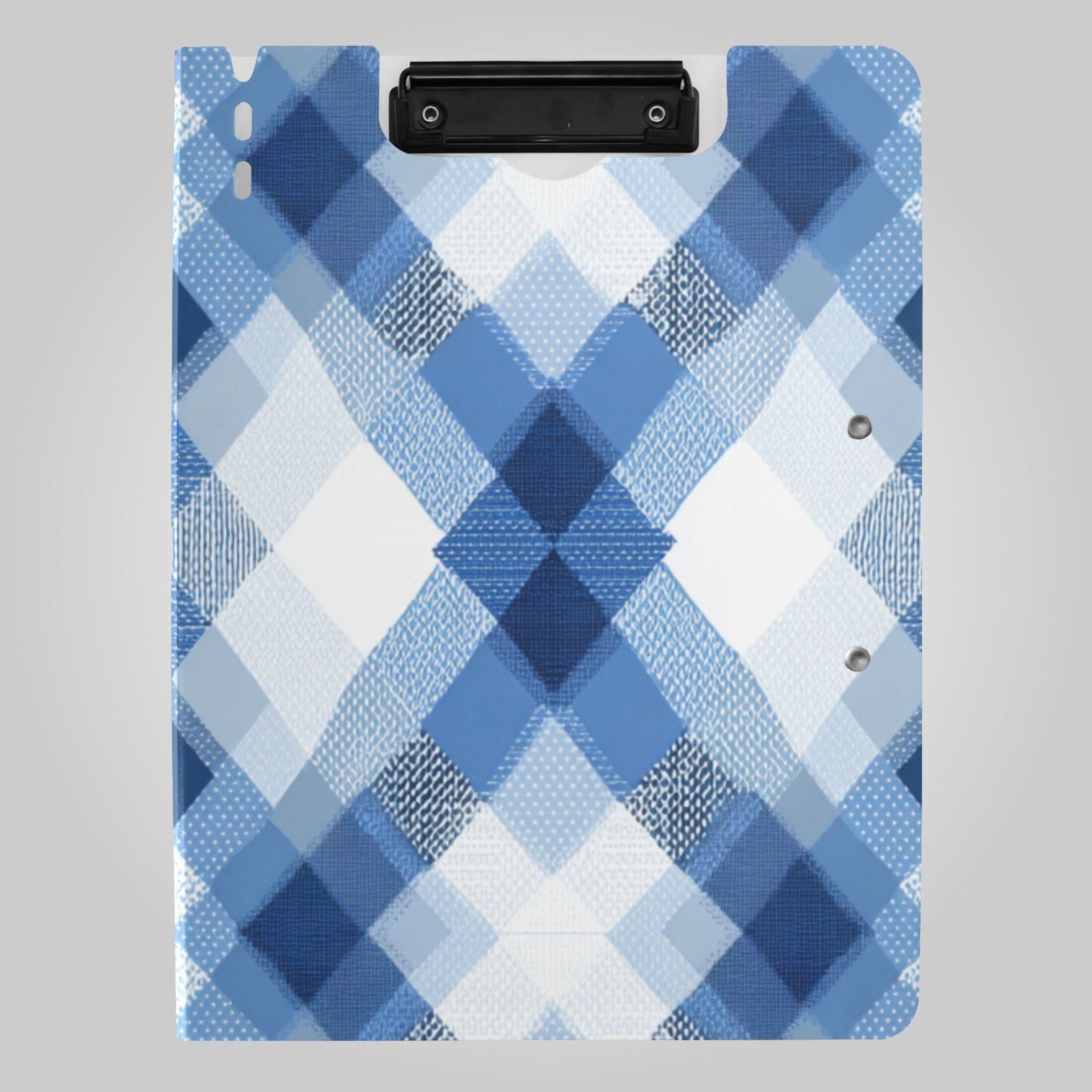 Blue Irregular Plaids Foldable Binder Folder Clipboard with Pen Slot ...